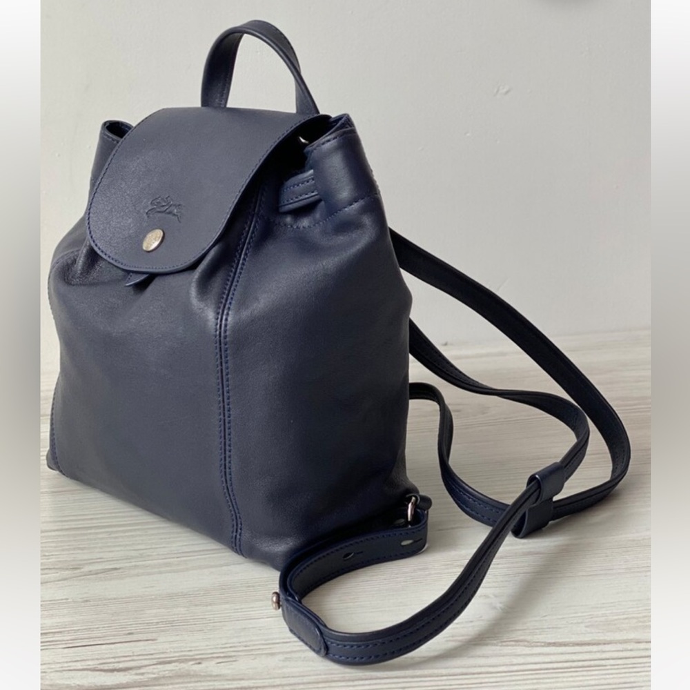 NWT Longchamp Small Navy Leather Backpack